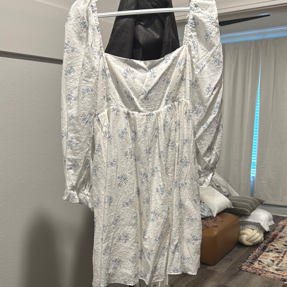 Alter’d State Floral White Dress with Blue Accents